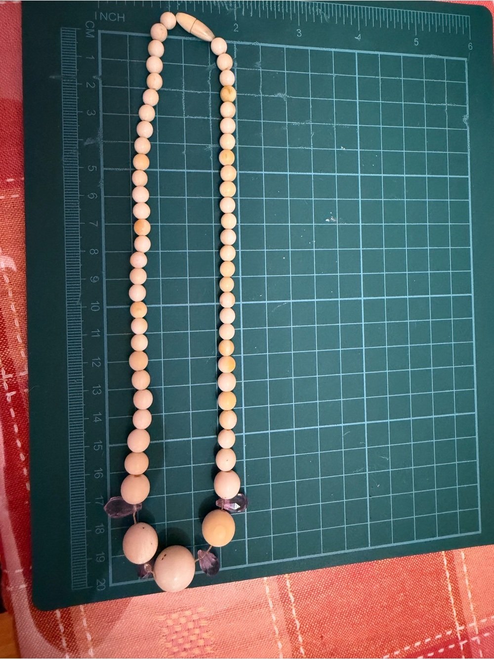 Vintage Beaded Cream Necklace with Purple Accents - Women Jewelry
